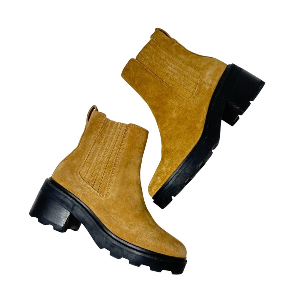 Madewell The Gwenda‎ Platform Ankle Boot Chunky Platform Suede Tan Size US 7